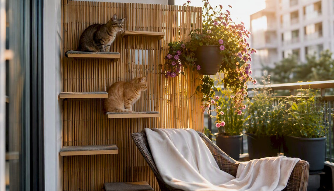 Modern cat room divider in stylish home interior