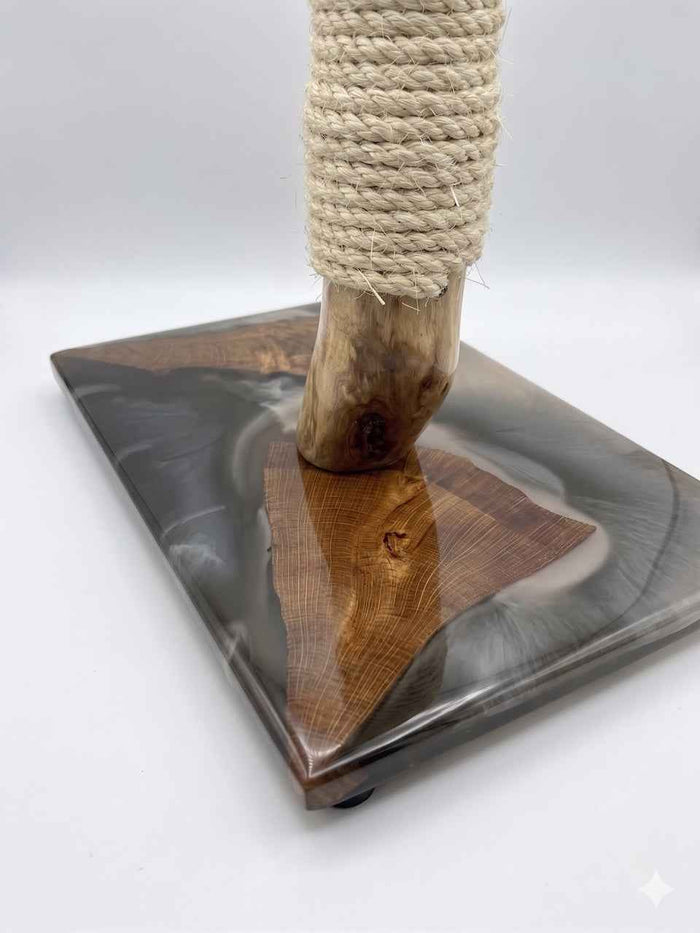 Oak and Marbled Resin Cat Scratcher