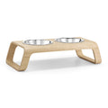 Desco Cat Feeder, Wood, Steel Bowls