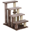 4-Step Cat Stairs with Scratching Posts, Brown