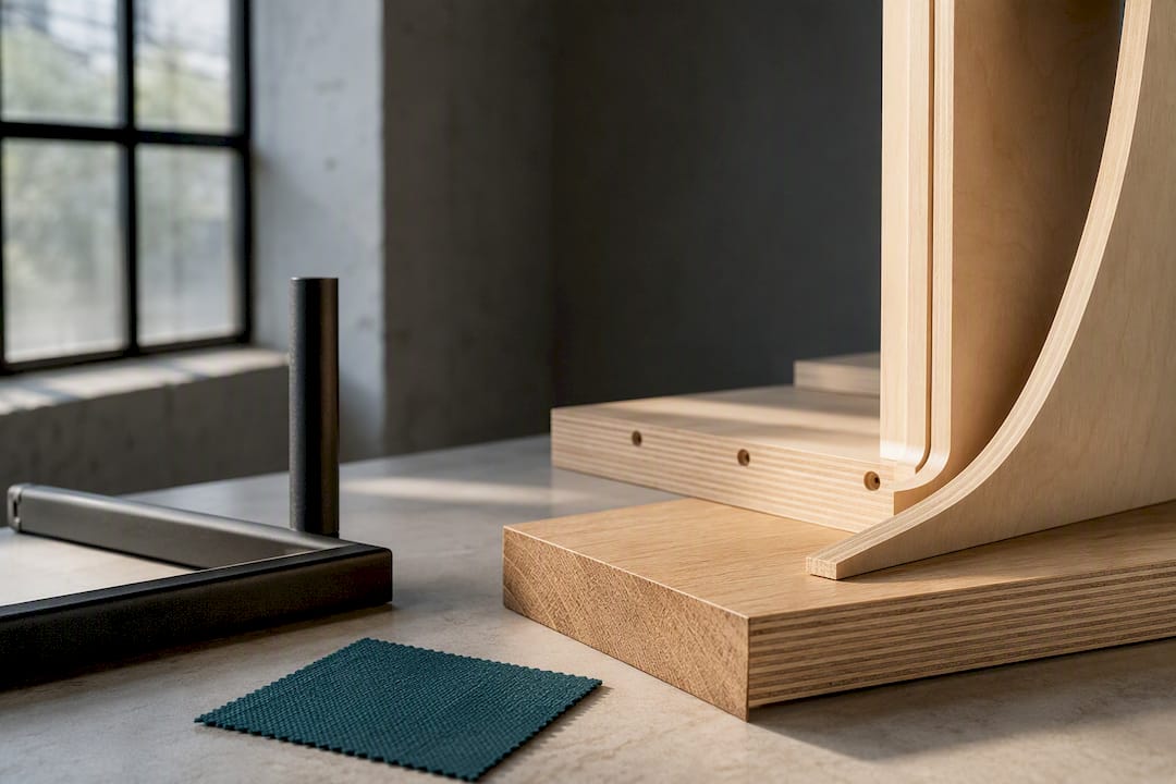 Designer furniture materials in a studio