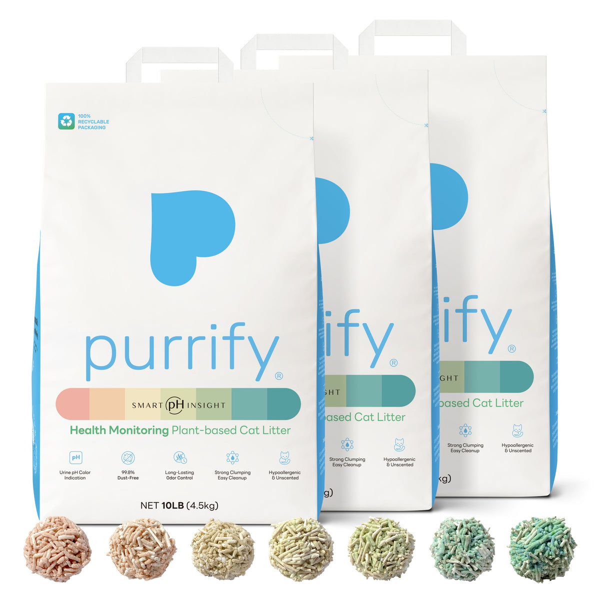 Purrify plant-based clumping cat litter with Smart pH Insight
