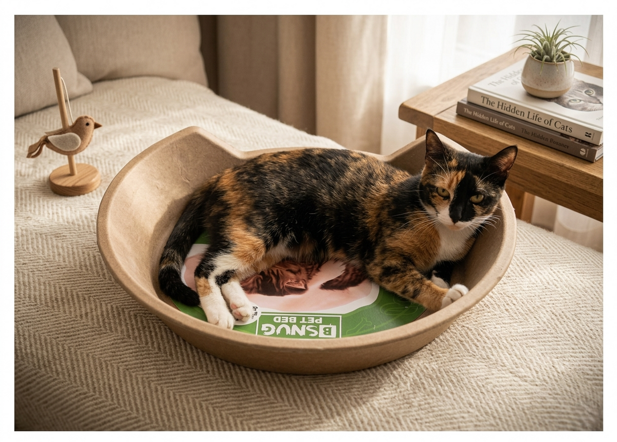 Molded Pulp Round Cat Bed by Designer Pet, view 4