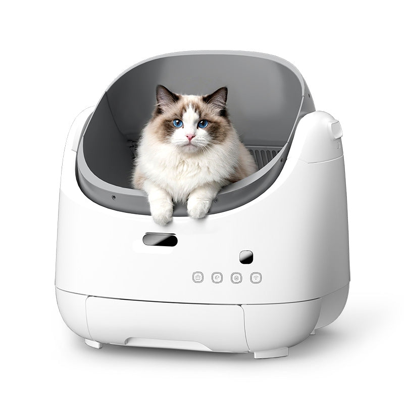 Orbitie Air Open-Top Self-Cleaning Litter Box, White
