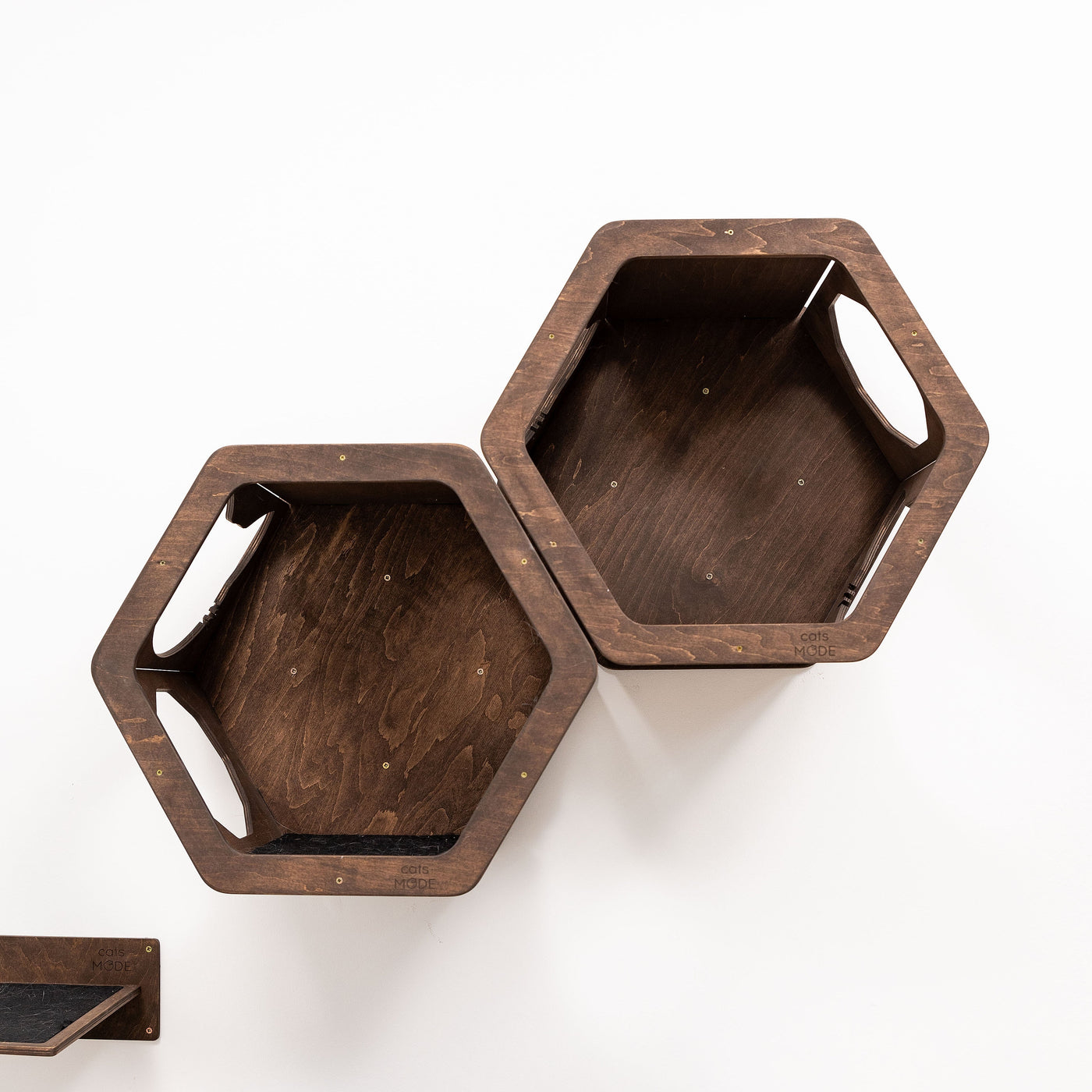Wall Hexagon Cat House Set 2 Felt + Cat Bridge S