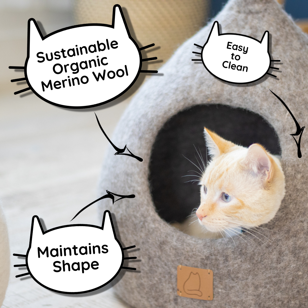 Stone Cat Cave, Round, a felted wool cat cave bed by Fuzzy Cove