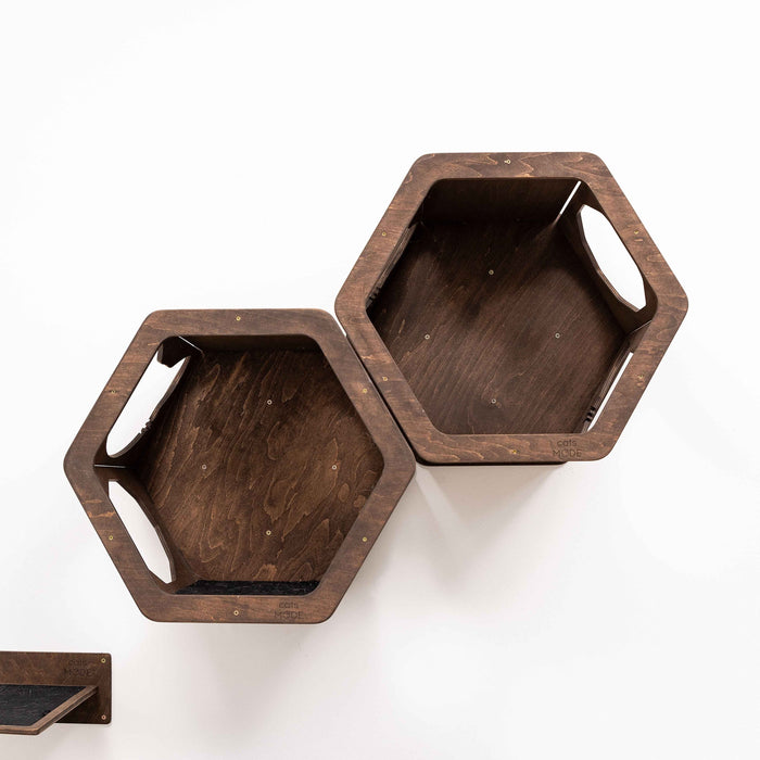 Wall Hexagon Cat House Set 2 Felt +bridge + Basket for Cats