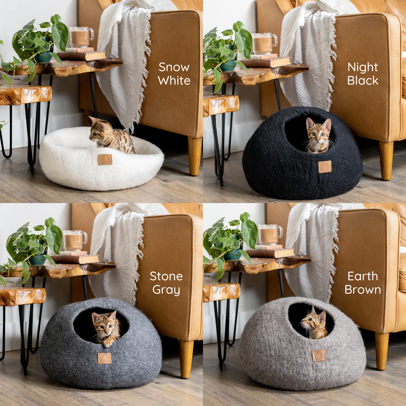 Felted Wool Cat Cave, Round, a felted wool cat cave bed by Fuzzy Cove