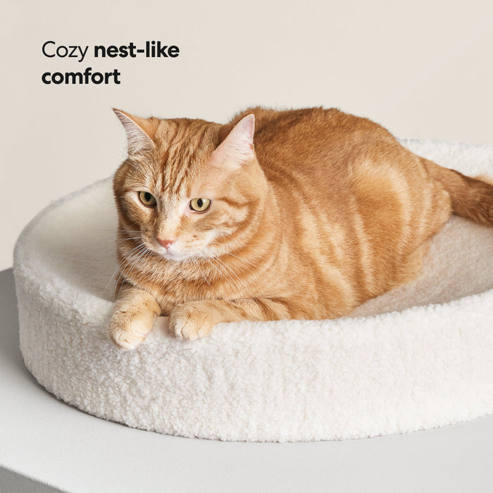 Kip sculpted cat bed with faux shearling cover