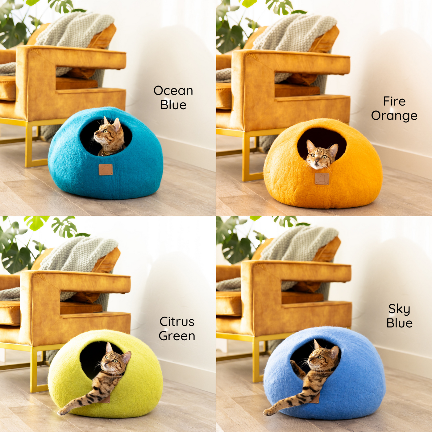Felted Wool Cat Cave, Round, a felted wool cat cave bed by Fuzzy Cove