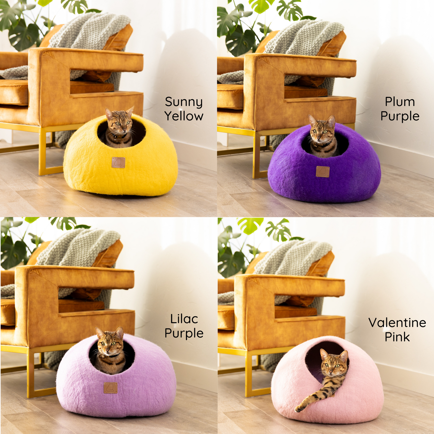Felted Wool Cat Cave, Round, a felted wool cat cave bed by Fuzzy Cove