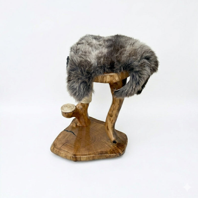Oak Cat Tree with Rare Breed Sheepskin by Sophisticated Scratch, view 3