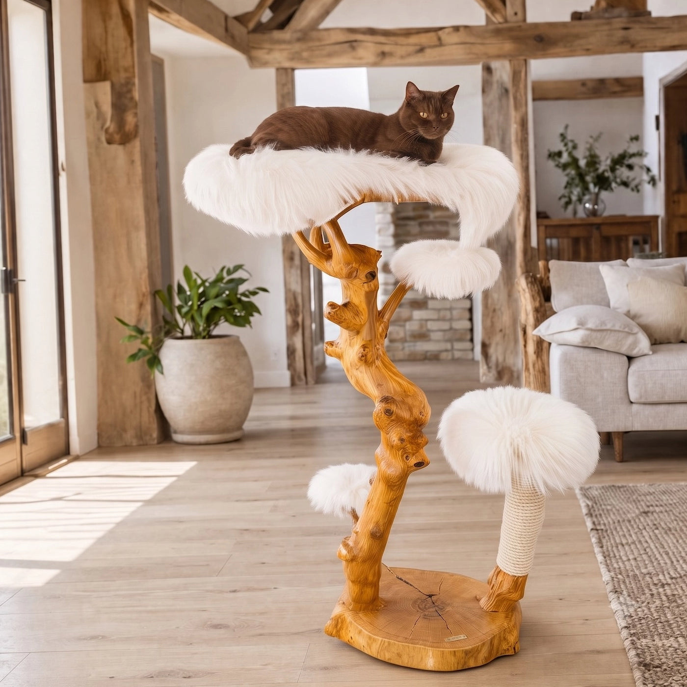 Applewood and Oak Cat Tree by Sophisticated Scratch
