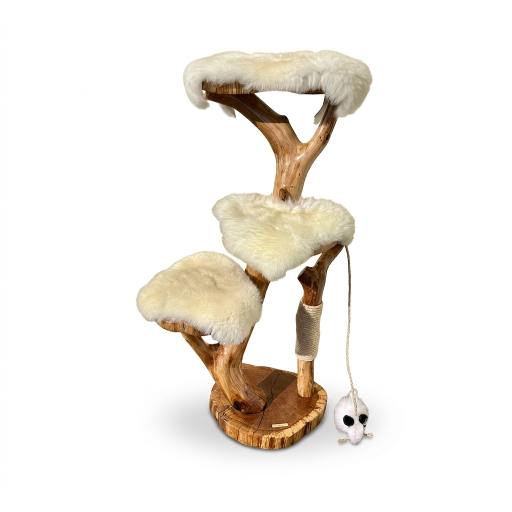The Heritage Oak Tri-Level Cat Tree by Sophisticated Scratch, view 10