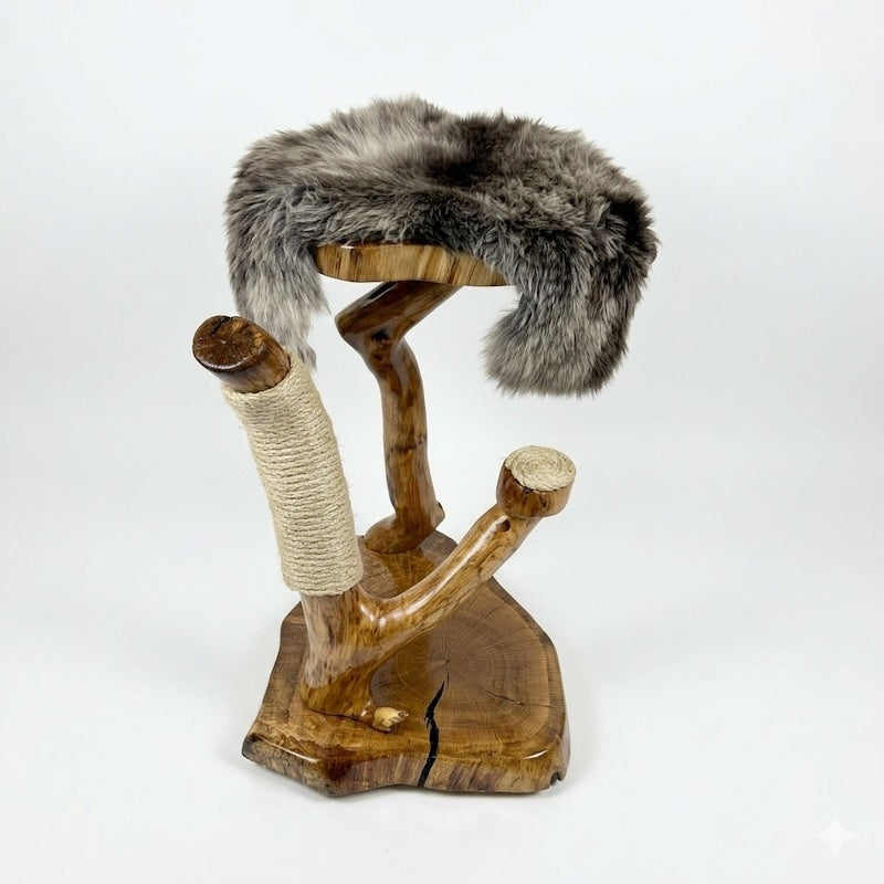 Oak Cat Tree with Black Resin Inlay by Sophisticated Scratch, view 7