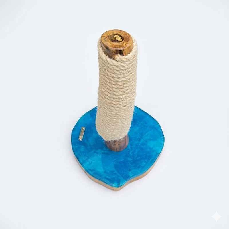 Oak and Marbled Blue Resin Cat Scratcher