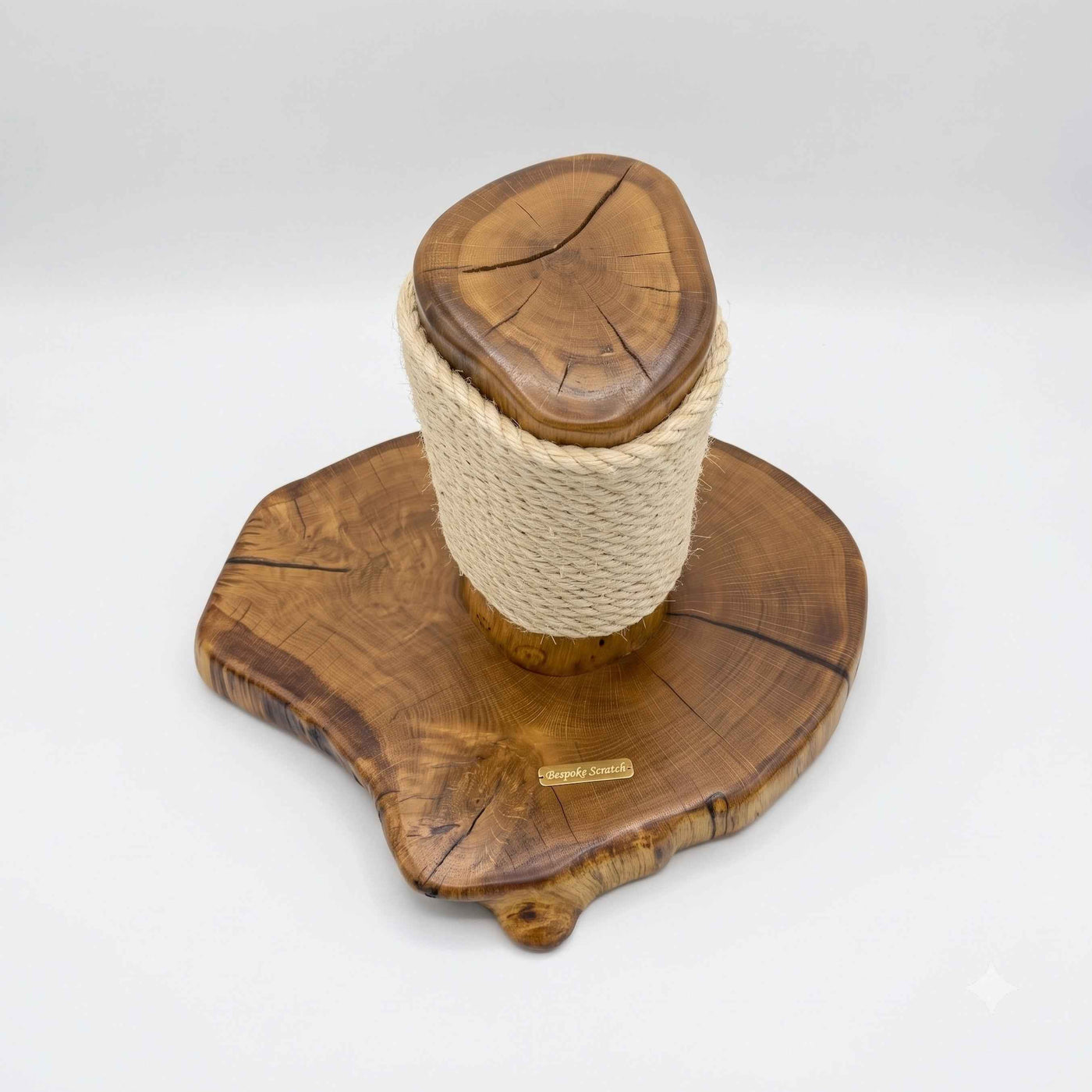 English Oak and Sisal Rope Cat Scratcher