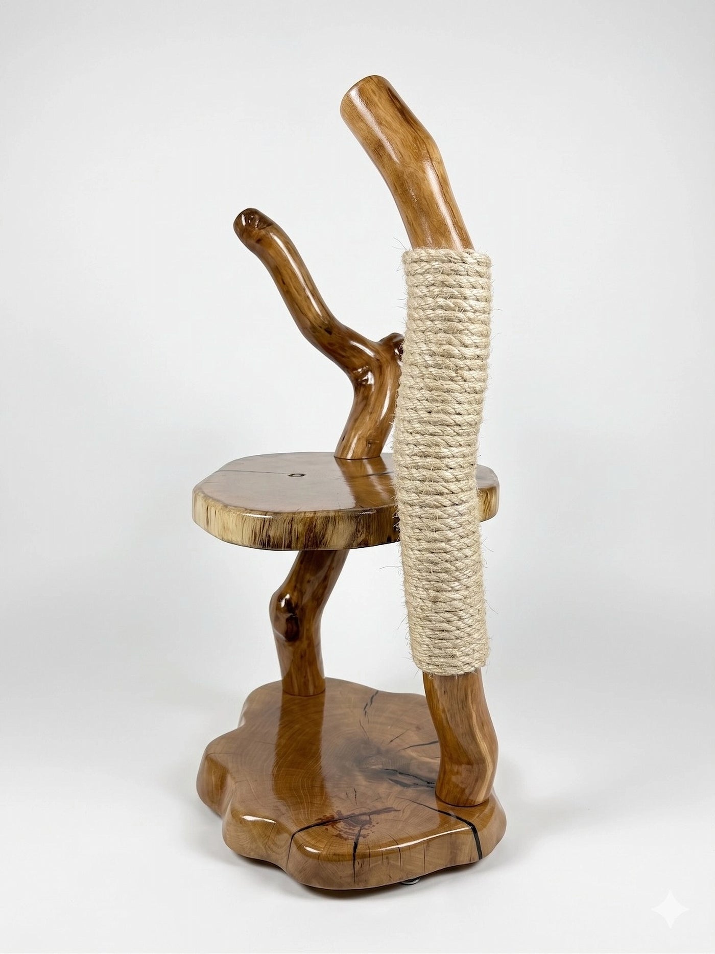Handcrafted Oak Cat Tree with Sheepskin by Sophisticated Scratch, view 3