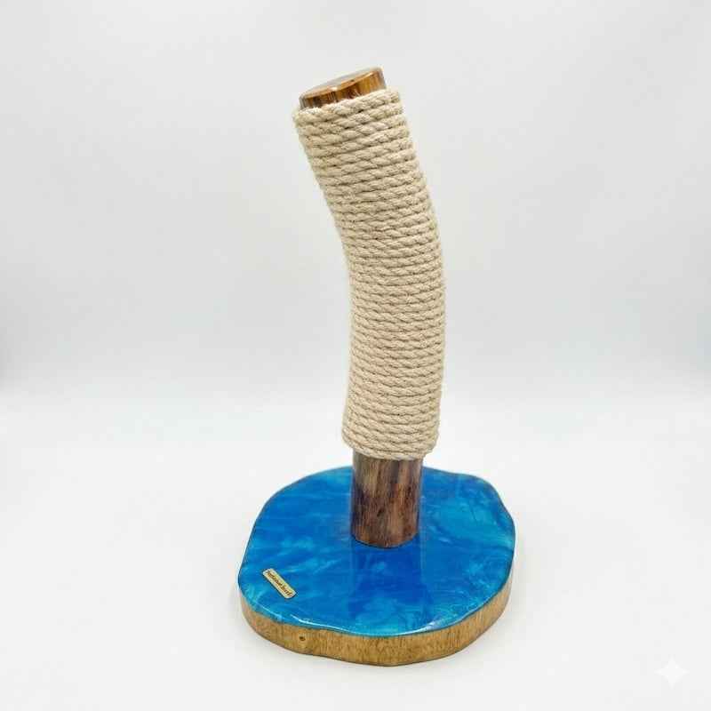 Oak and Marbled Blue Resin Cat Scratcher