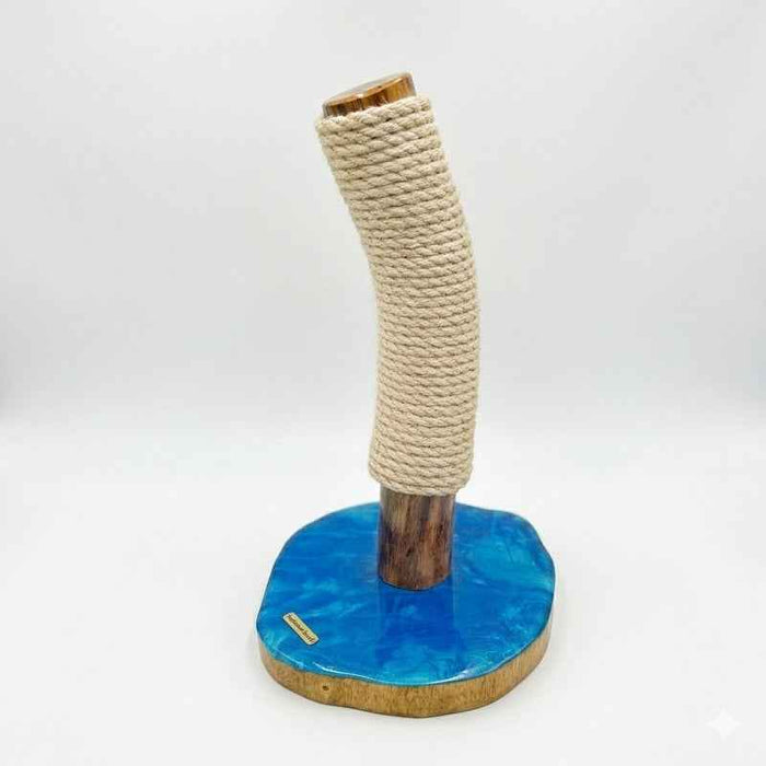 Oak and Marbled Blue Resin Cat Scratcher