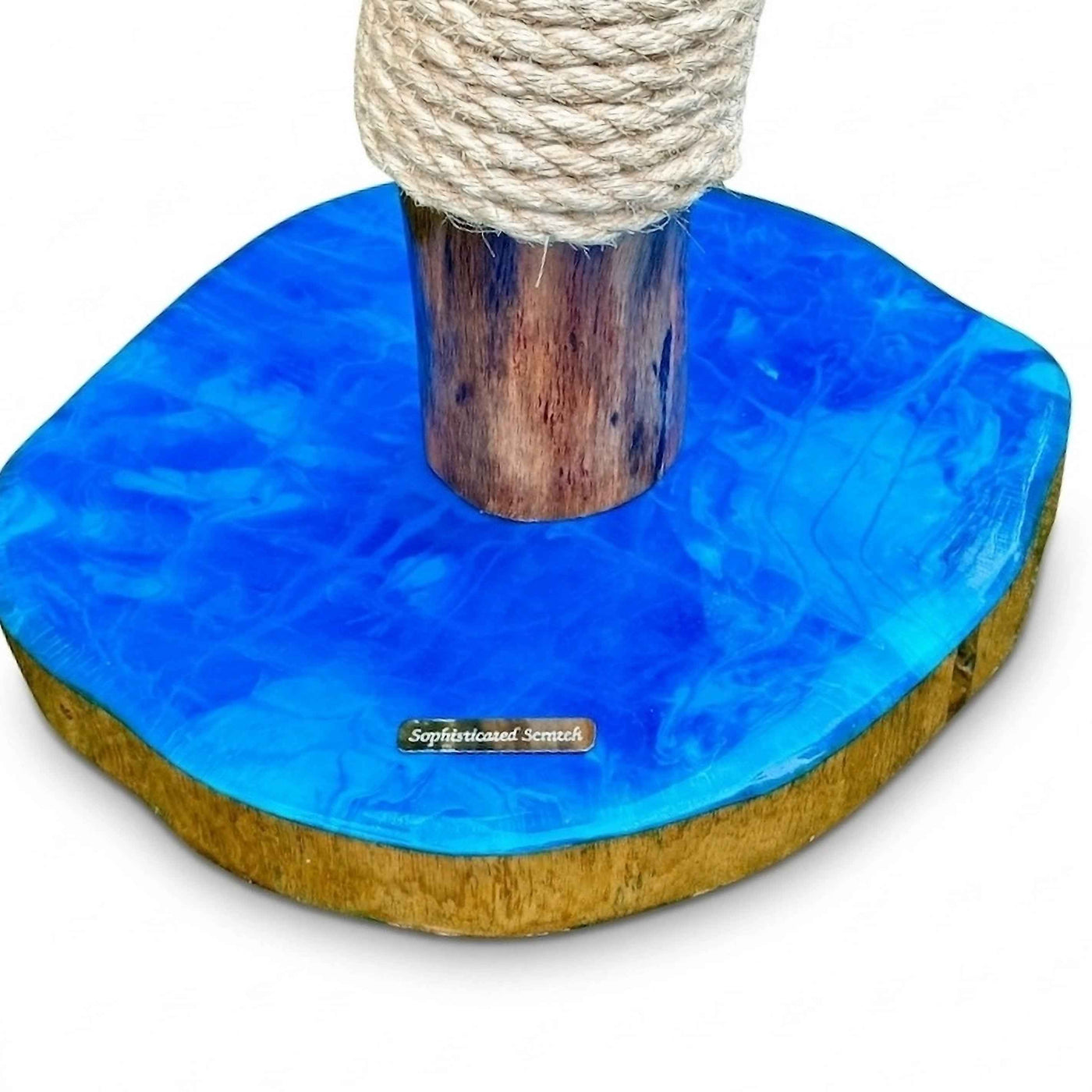 Oak and Marbled Blue Resin Cat Scratcher