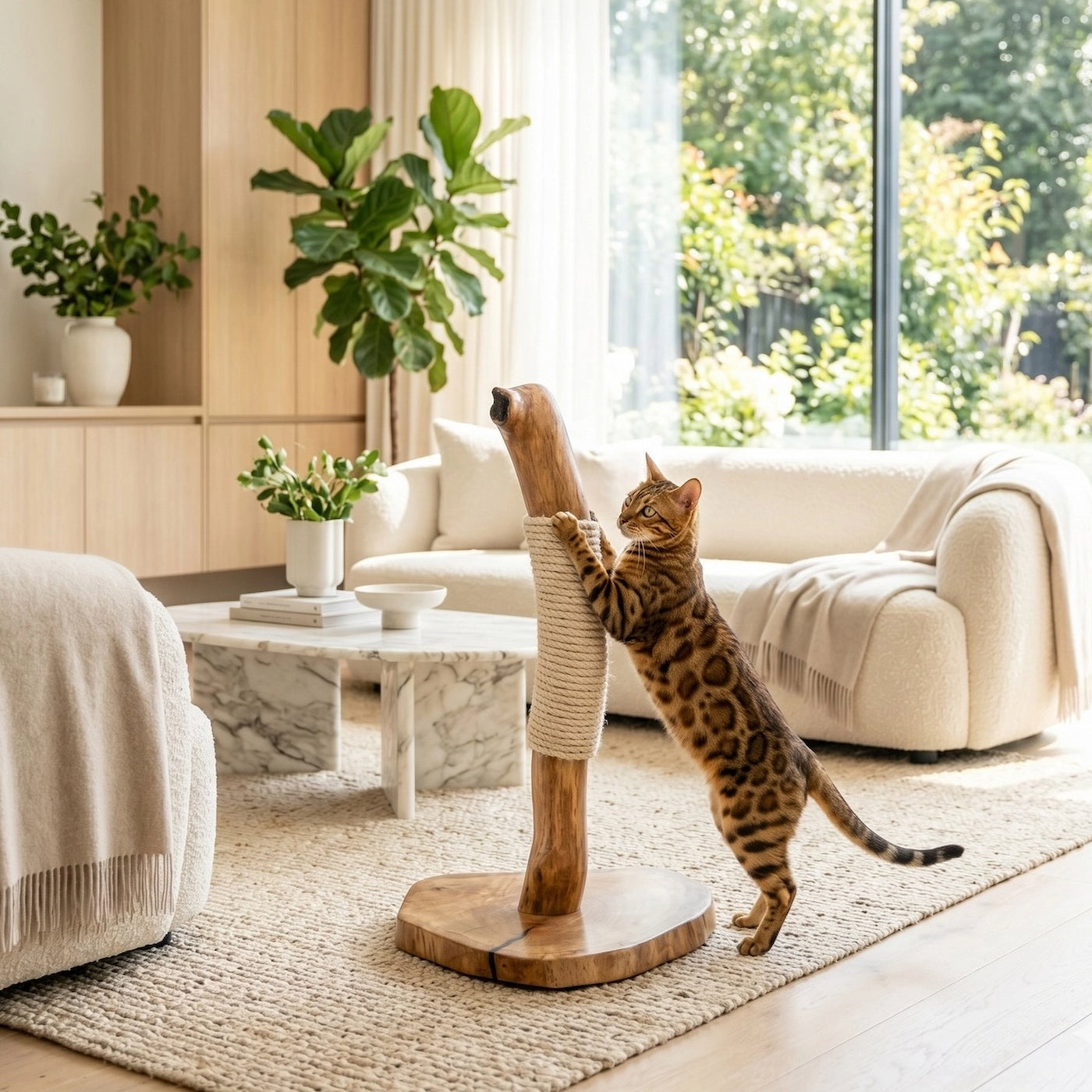Bespoke Natural Oak Cat Scratcher by Sophisticated Scratch, view 2
