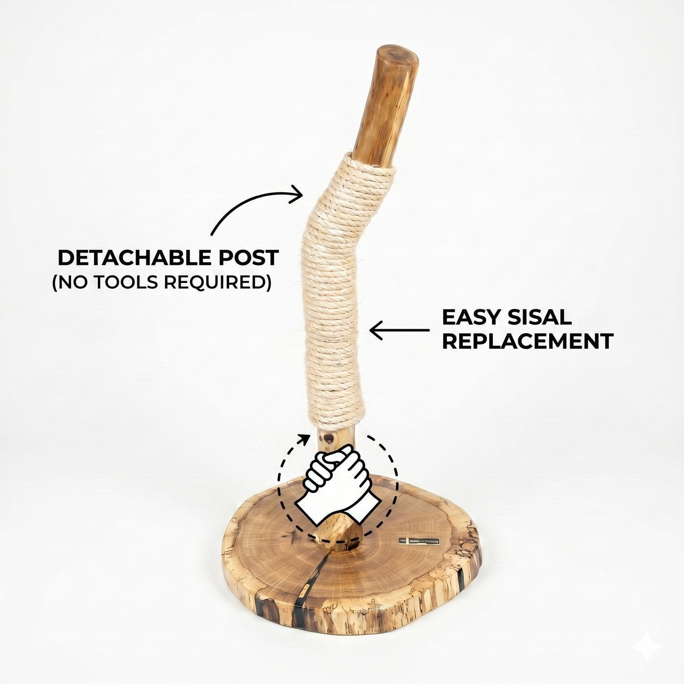 Tall Oak Natural Limb Cat Scratcher by Sophisticated Scratch, view 7