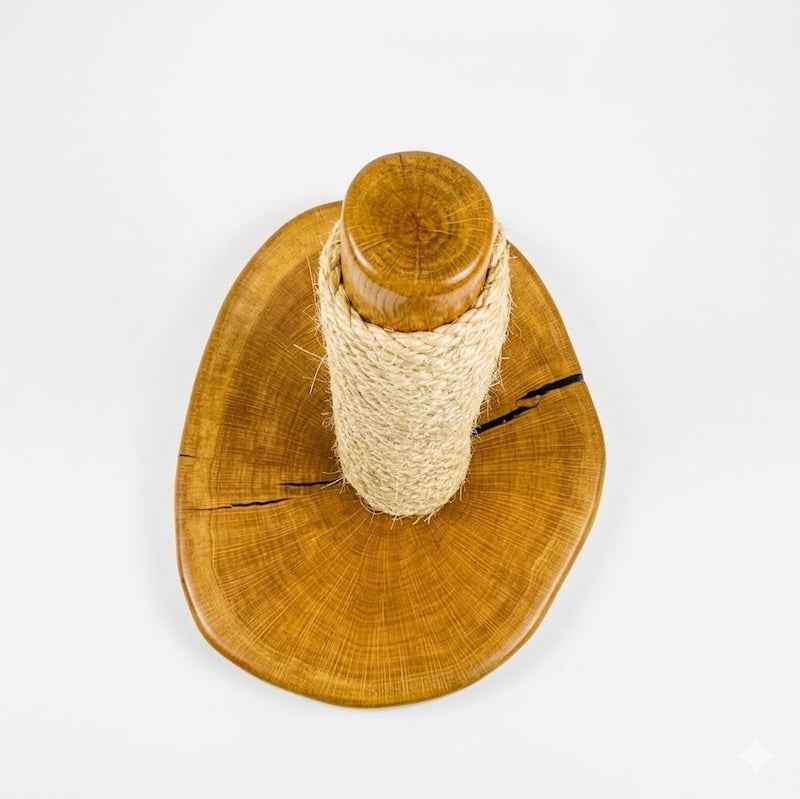 Sculptural Oak Cat Scratcher with Black Resin