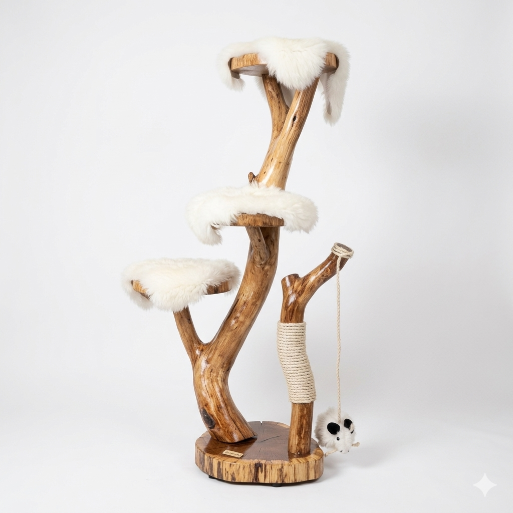 The Heritage Oak Tri-Level Cat Tree by Sophisticated Scratch, view 8
