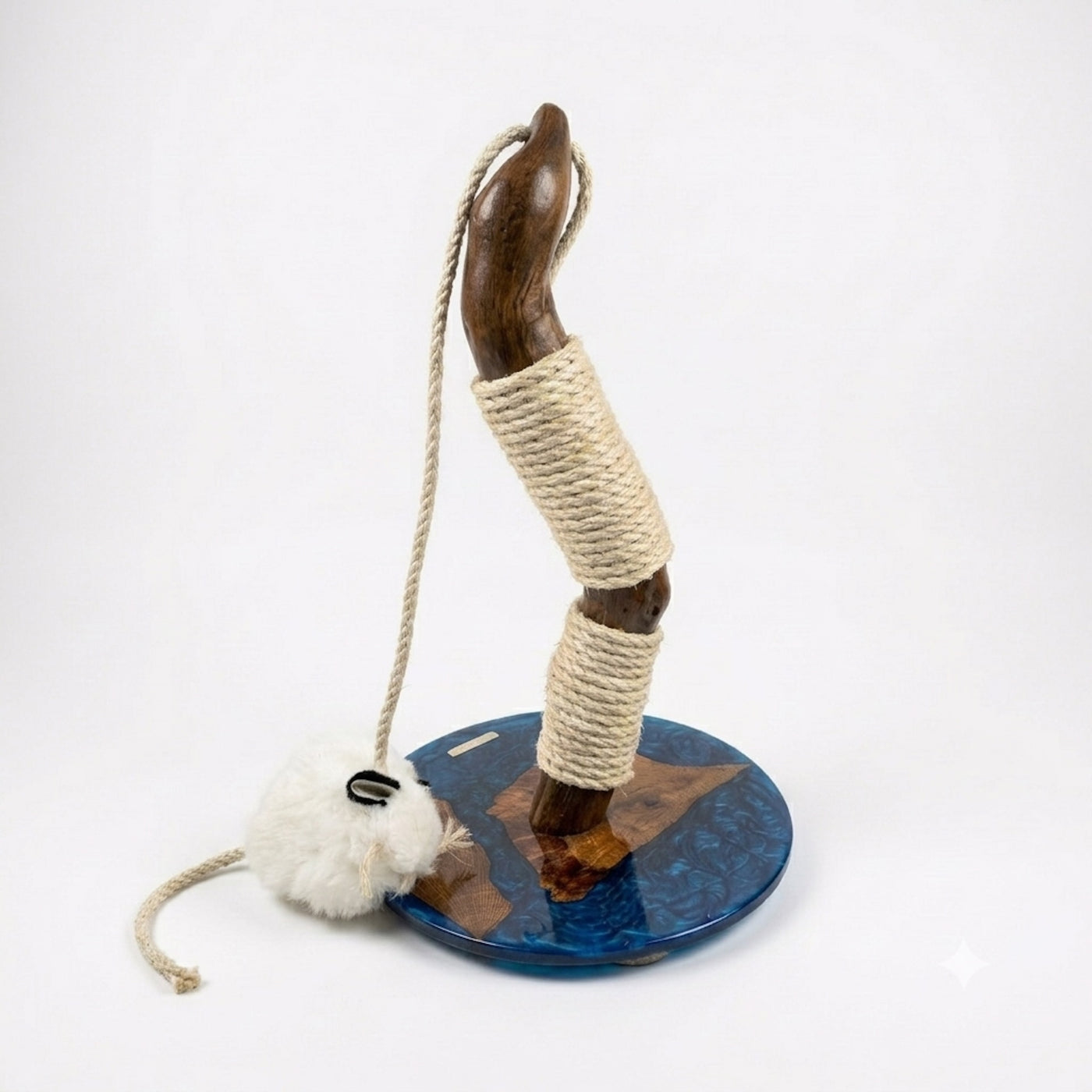 Oak Cat Scratcher with Blue Resin Base by Sophisticated Scratch, view 7