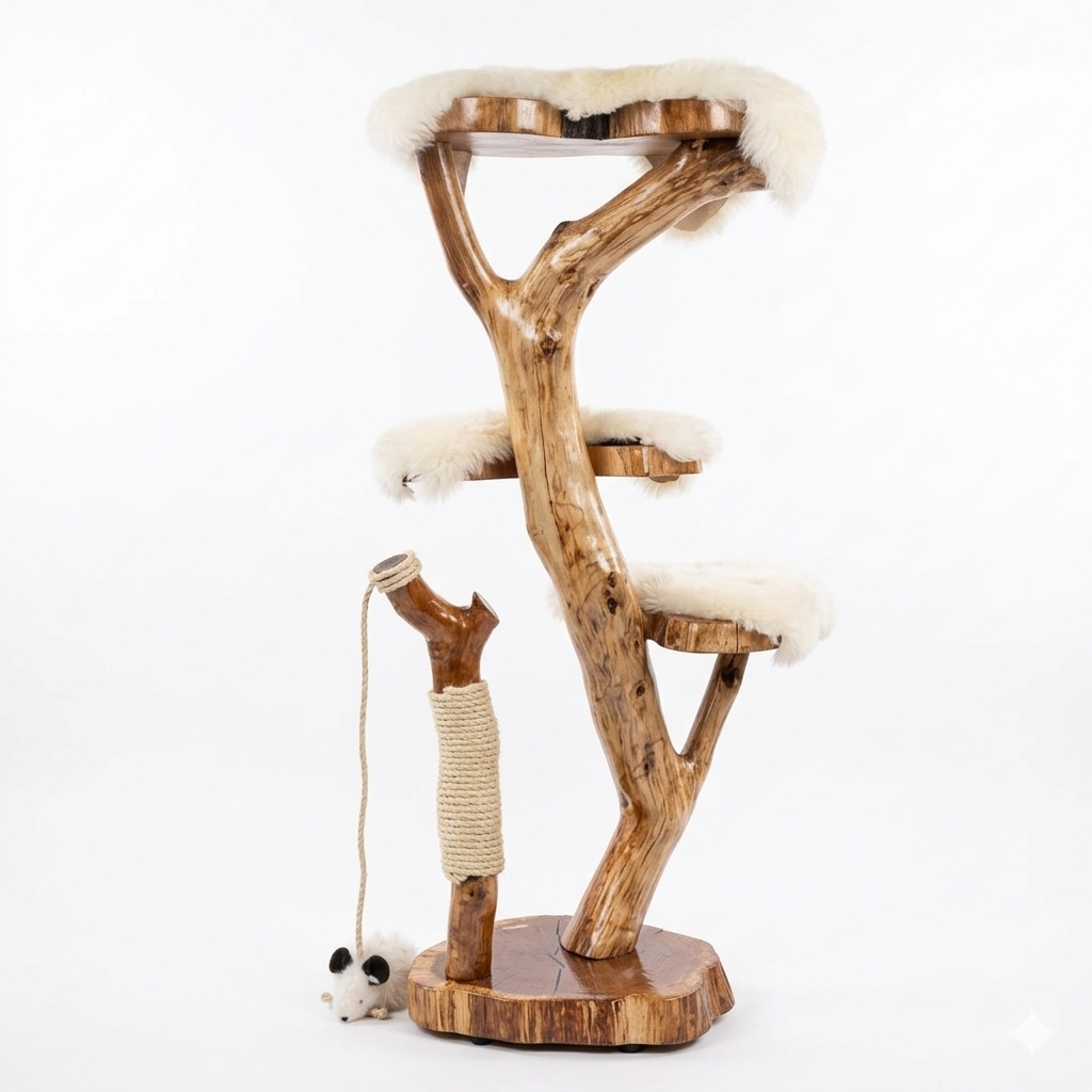 The Heritage Oak Tri-Level Cat Tree by Sophisticated Scratch, view 5