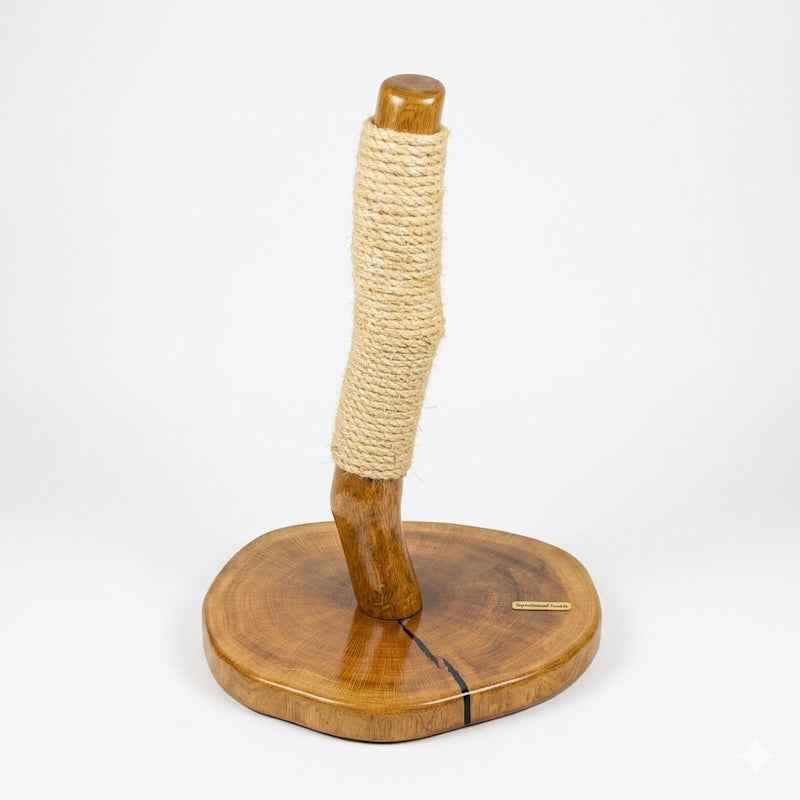 Sculptural Oak Cat Scratcher with Black Resin