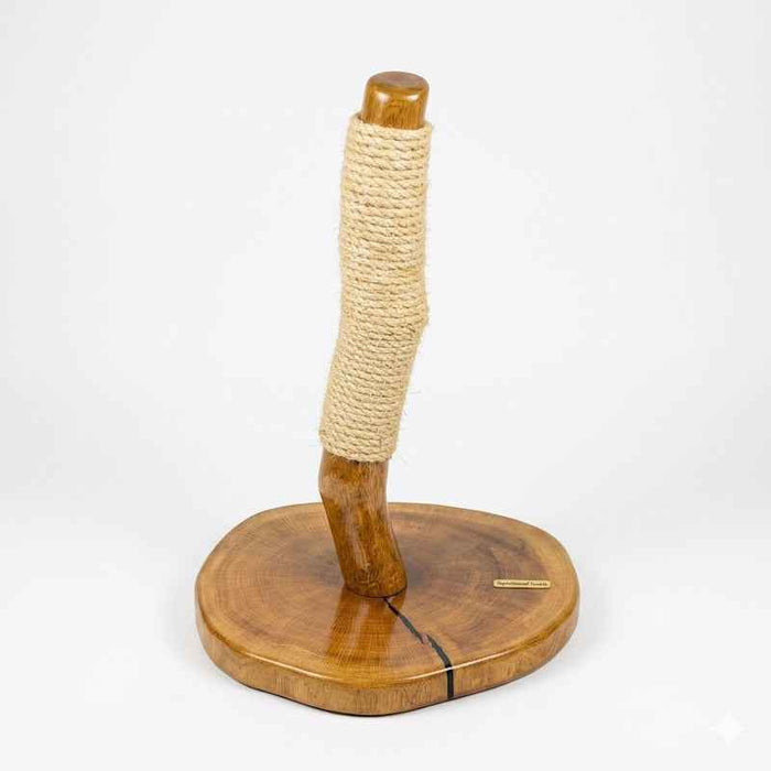 Sculptural Oak Cat Scratcher with Black Resin