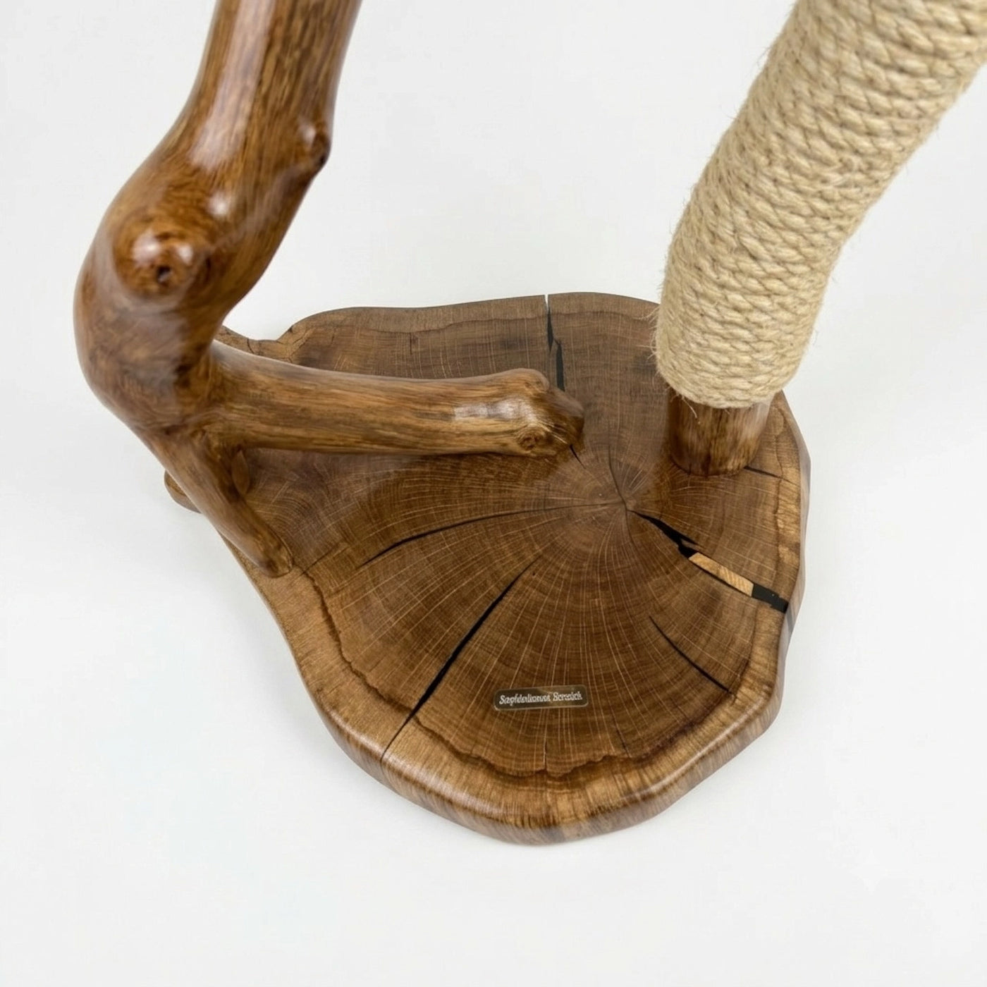 Solid Oak Cat Tree with Sheepskin Bed by Sophisticated Scratch, view 4