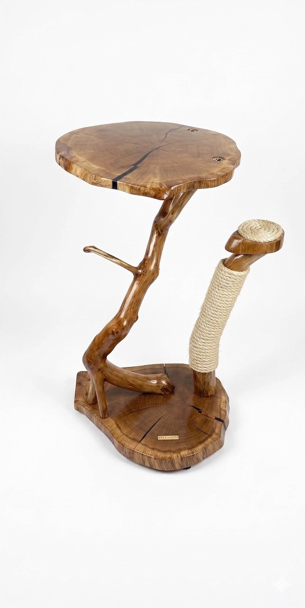Solid Oak Cat Tree with Sheepskin Bed by Sophisticated Scratch, view 6