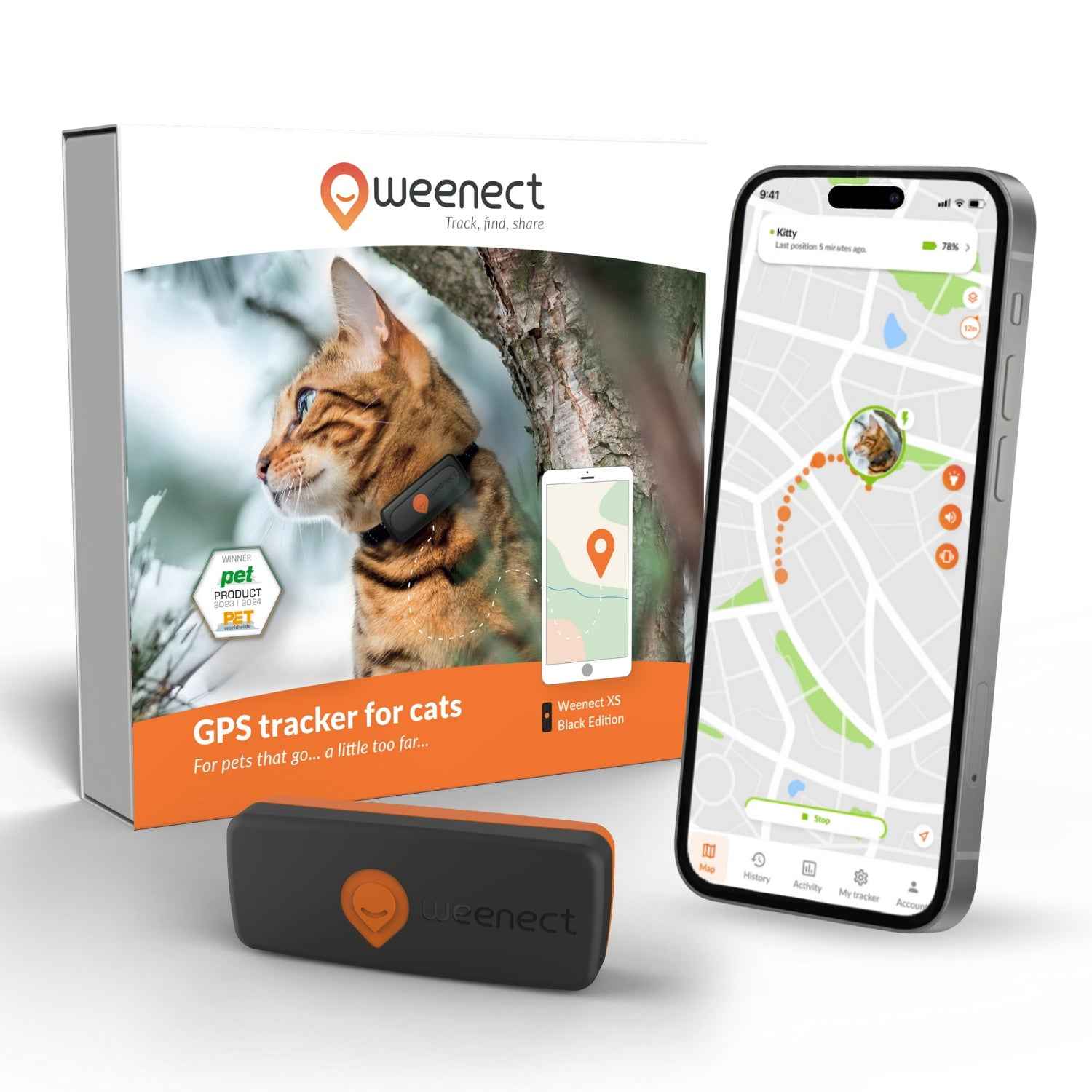 Weenect XS cellular GPS tracker for cats