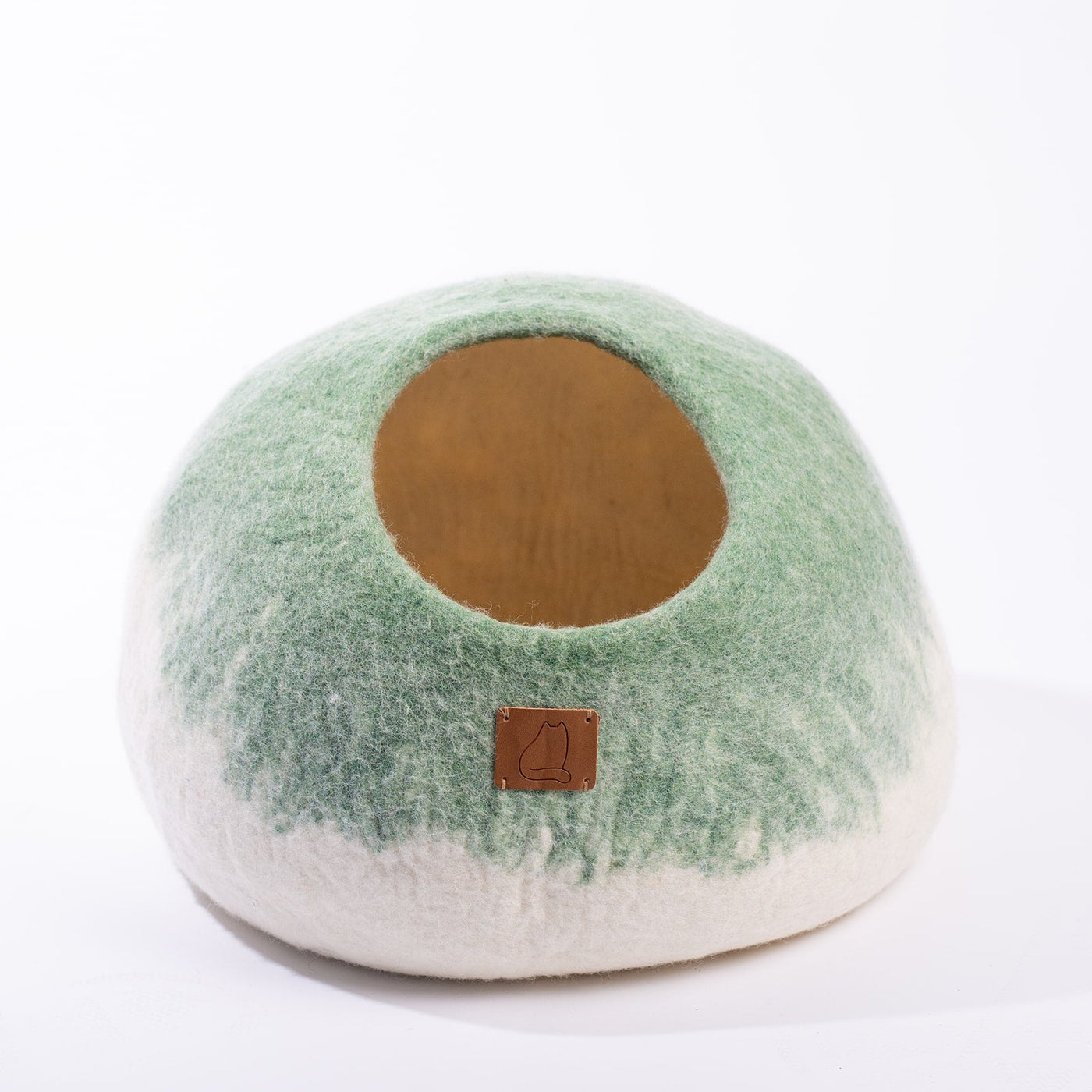 Burst Cat Cave, Round, a felted wool cat cave bed by Fuzzy Cove