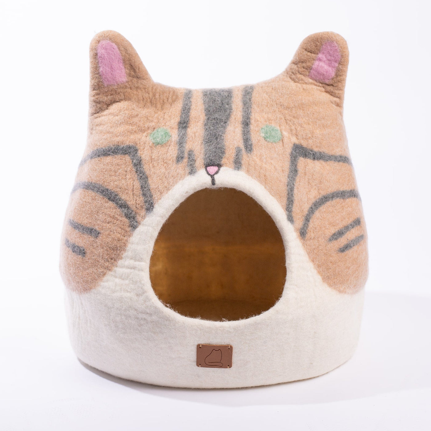 Bengal Cat Cave, Ears, a felted wool cat cave bed by Fuzzy Cove