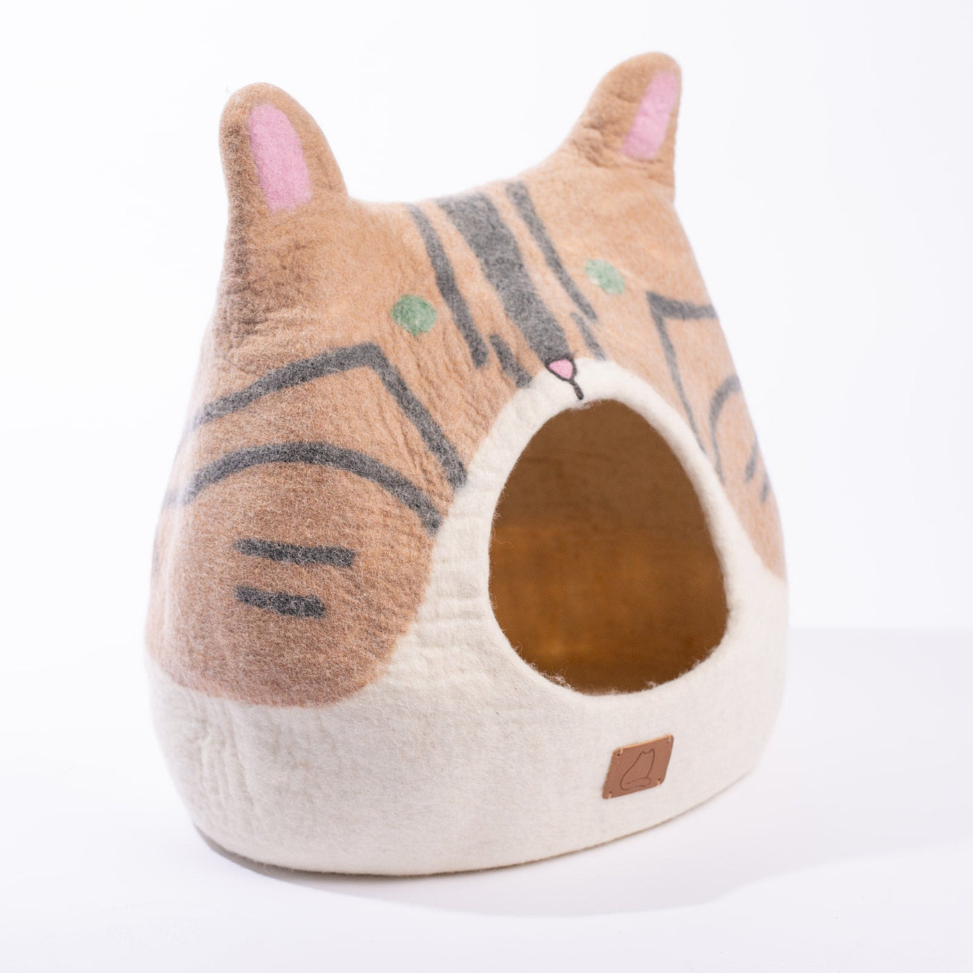 Bengal Cat Cave, Ears, a felted wool cat cave bed by Fuzzy Cove