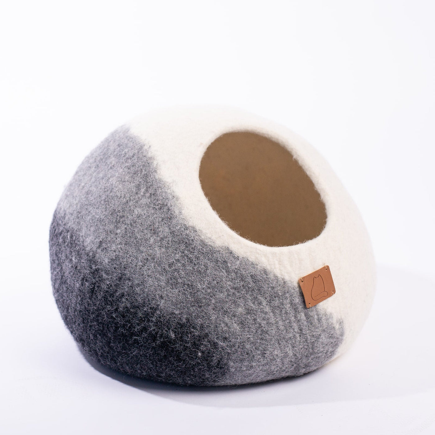 Fade Cat Cave, Round, a felted wool cat cave bed by Fuzzy Cove
