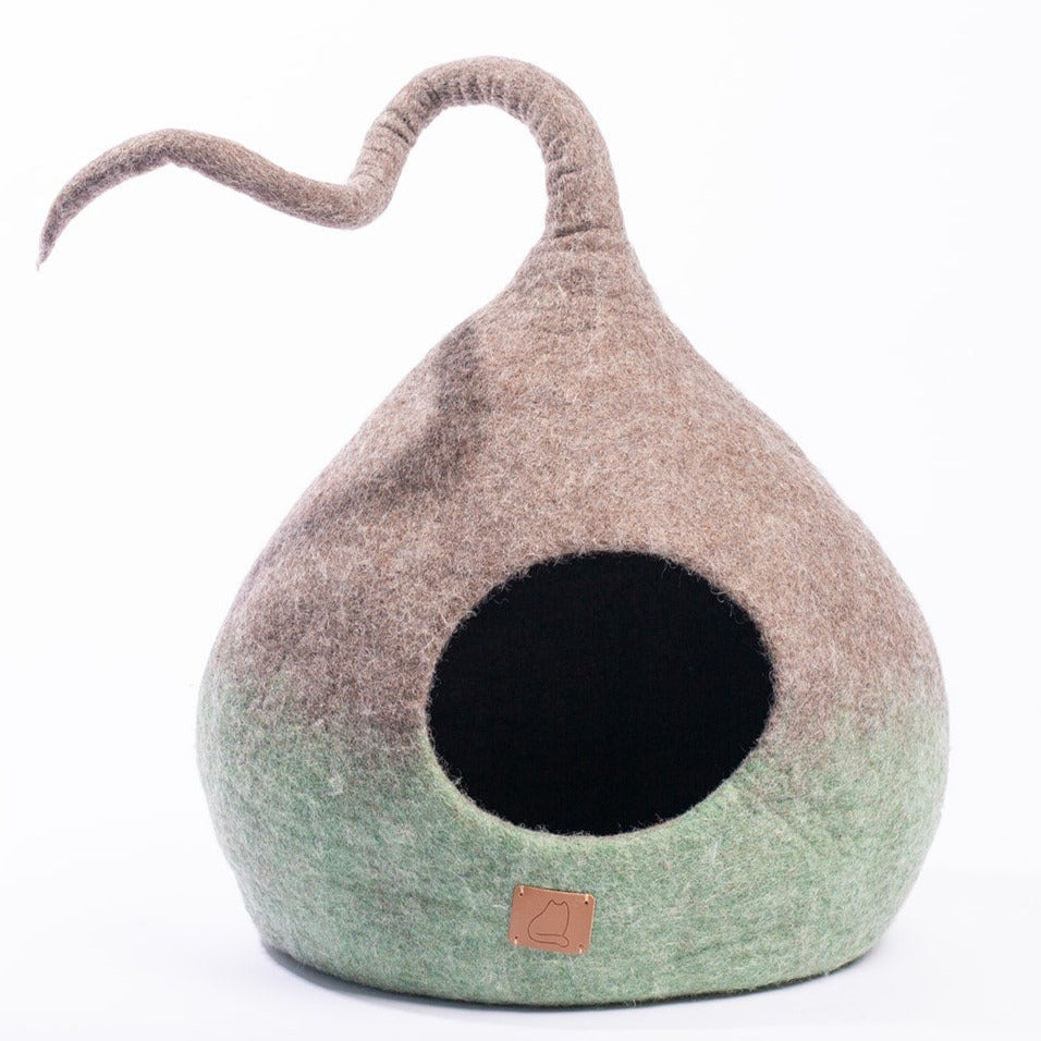 Fade Cat Cave, Tail, a felted wool cat cave bed by Fuzzy Cove