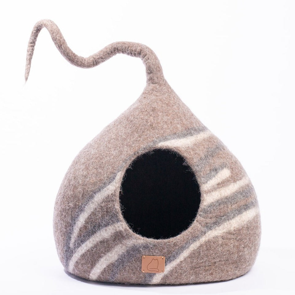Stone Cat Cave, Tail, a felted wool cat cave bed by Fuzzy Cove