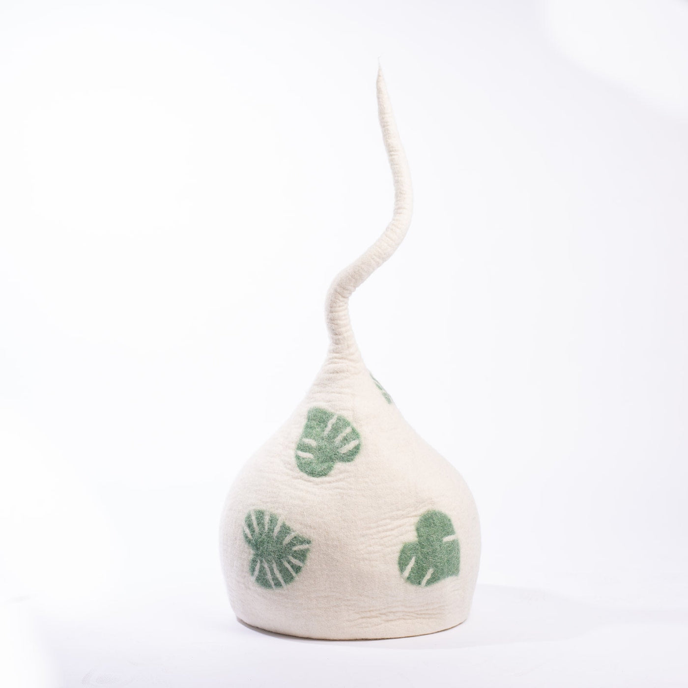 Leaf Cat Cave, Tail, a felted wool cat cave bed by Fuzzy Cove