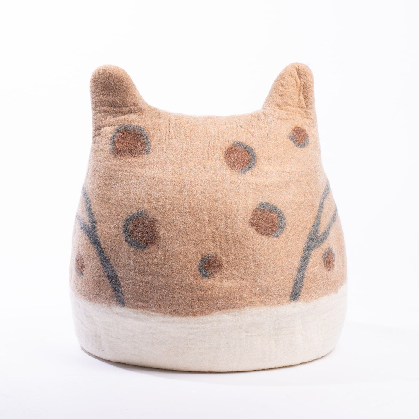 Bengal Cat Cave, Ears, a felted wool cat cave bed by Fuzzy Cove