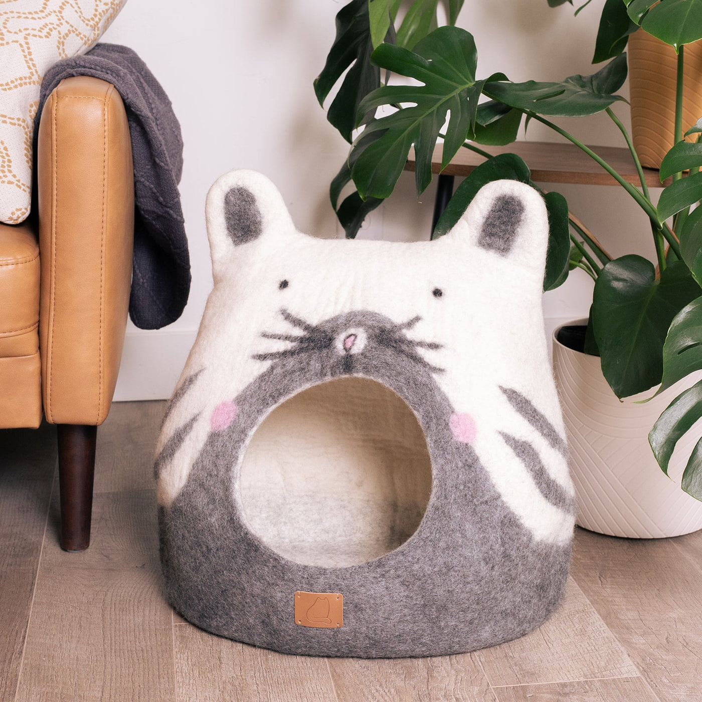 Cat Cave, Ears, a felted wool cat cave bed by Fuzzy Cove
