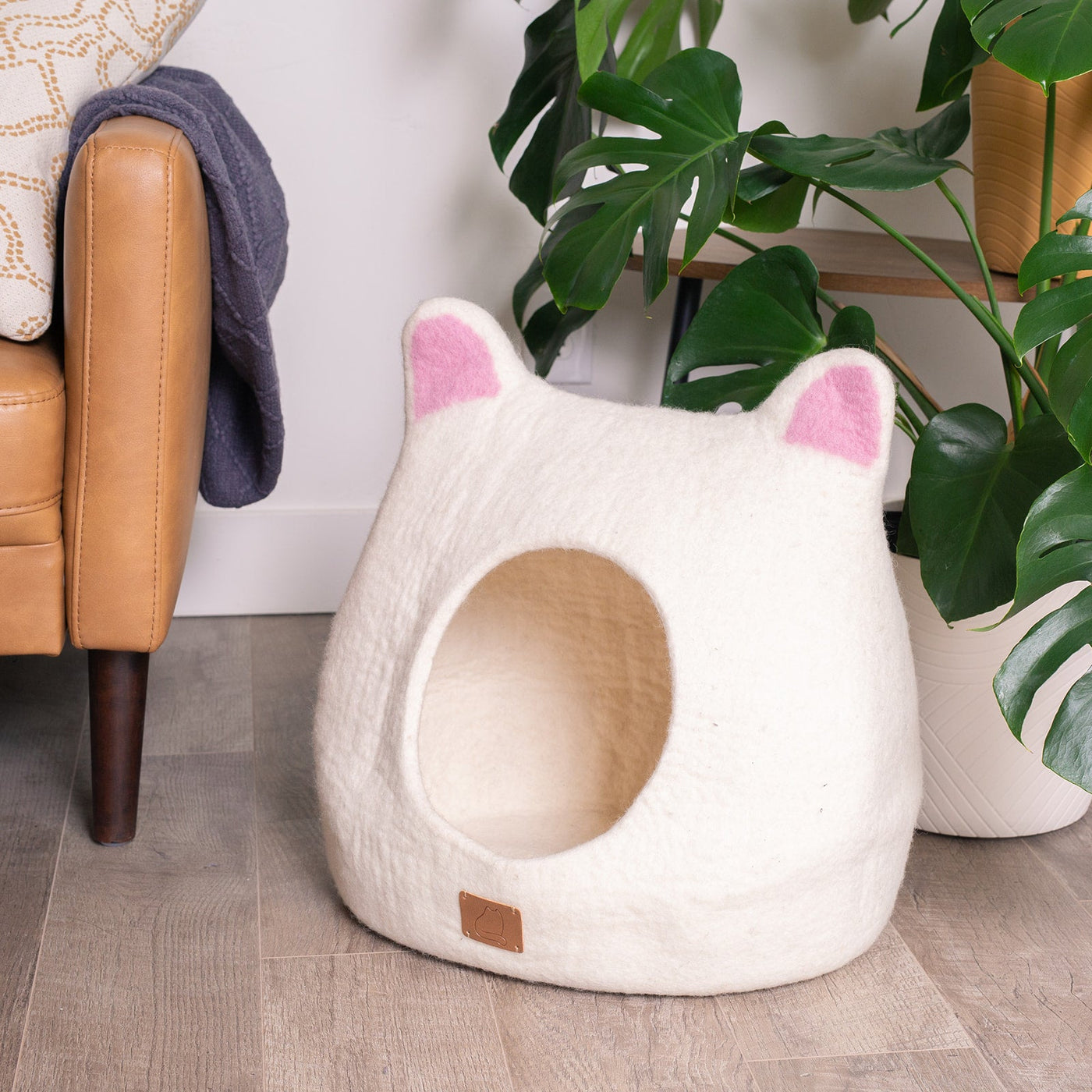 Accent Ears Cat Cave, Ears, a felted wool cat cave bed by Fuzzy Cove