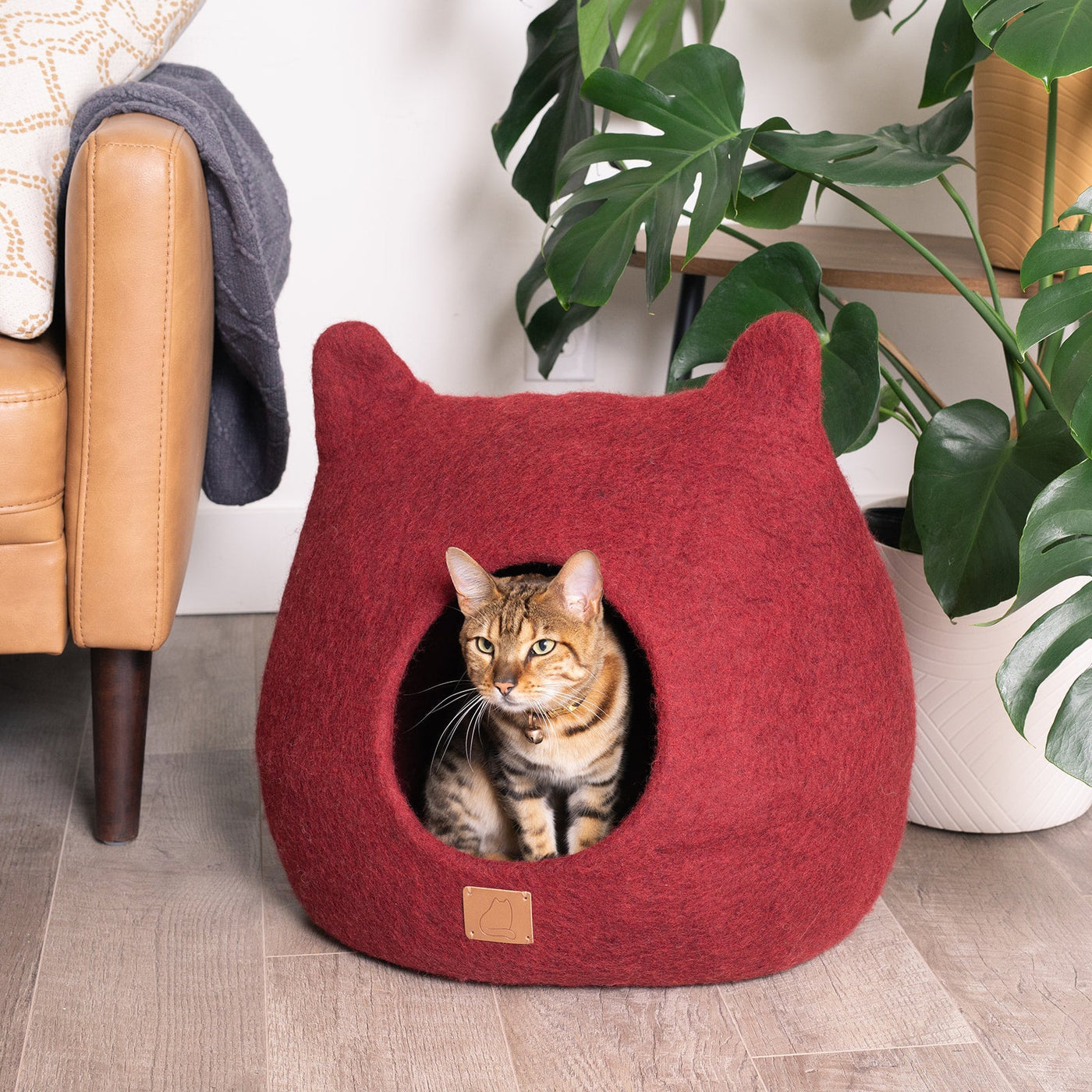 Felted Wool Cat Cave, Ears, a felted wool cat cave bed by Fuzzy Cove