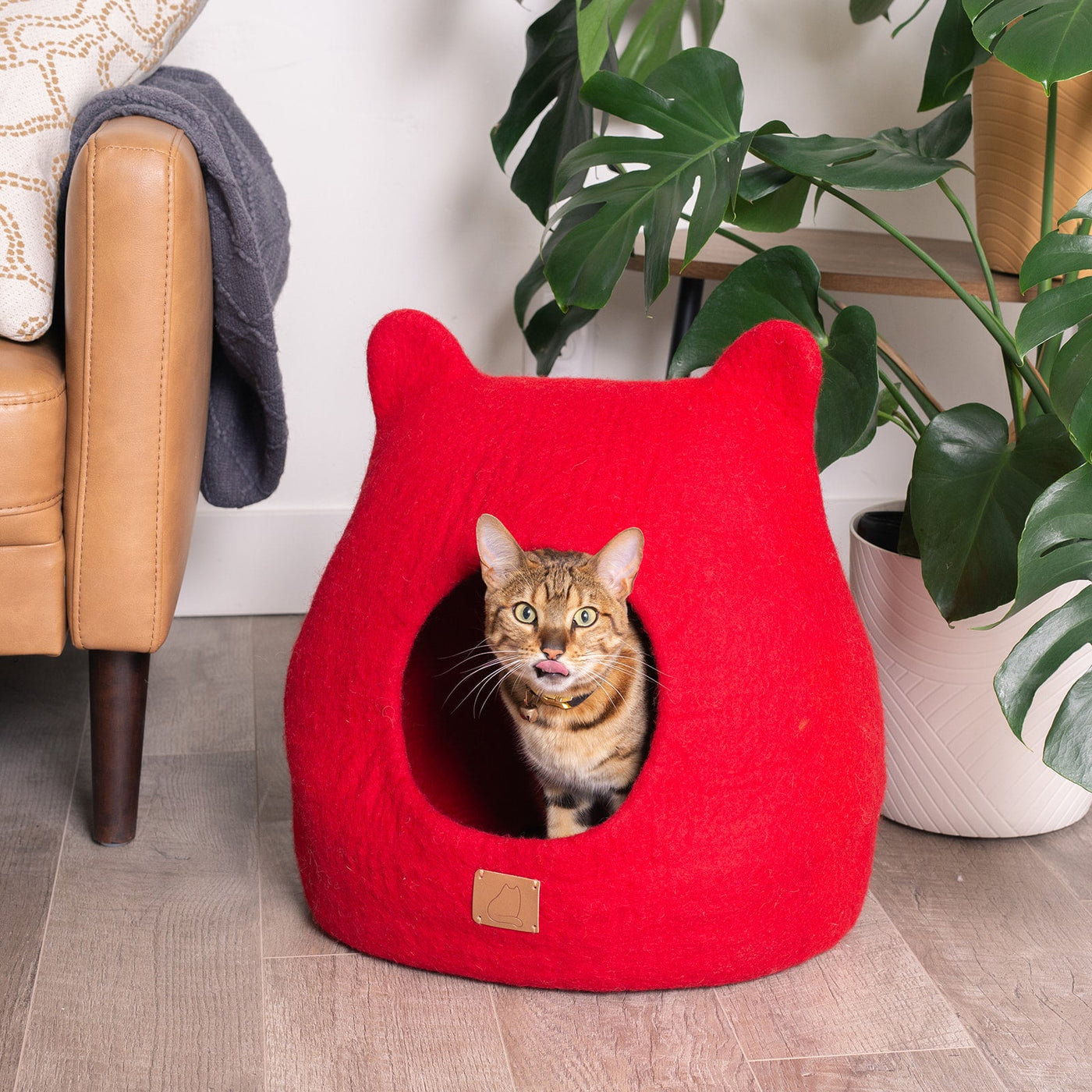 Felted Wool Cat Cave, Ears, a felted wool cat cave bed by Fuzzy Cove
