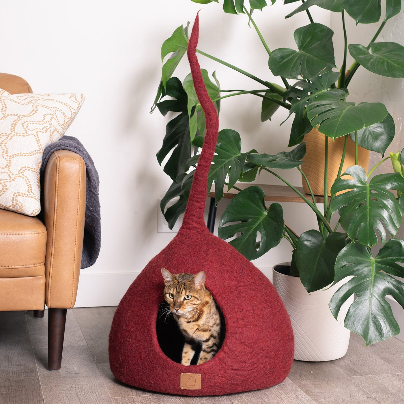 Felted Wool Cat Cave, Tail, a felted wool cat cave bed by Fuzzy Cove