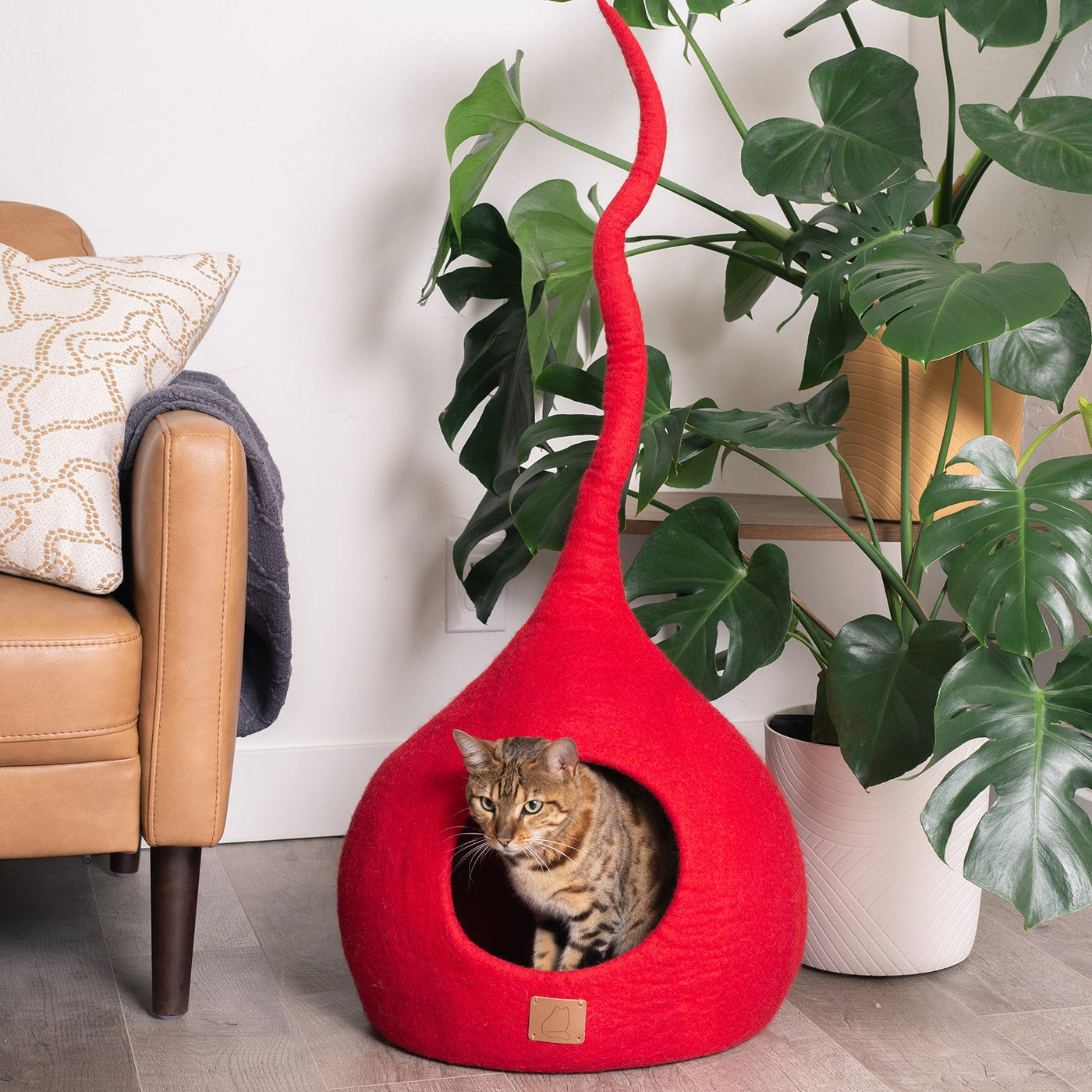 Felted Wool Cat Cave, Tail, a felted wool cat cave bed by Fuzzy Cove